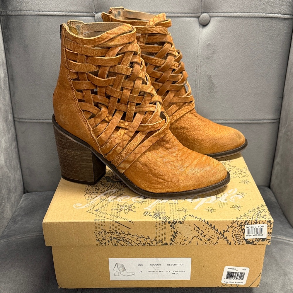 Free People Brown Woven Heeled Boots